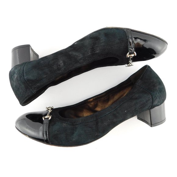 AGL Attilio Giusti Leombruni Black Suede Leather Cap Toe Block Heel Pumps 42 - Picture 5 of 10